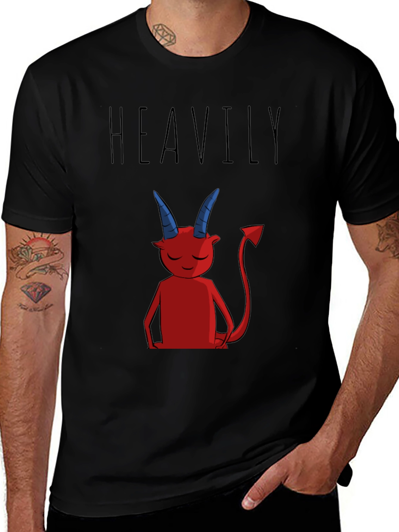 Heavily Devilish Graphic Print T-Shirt - Black