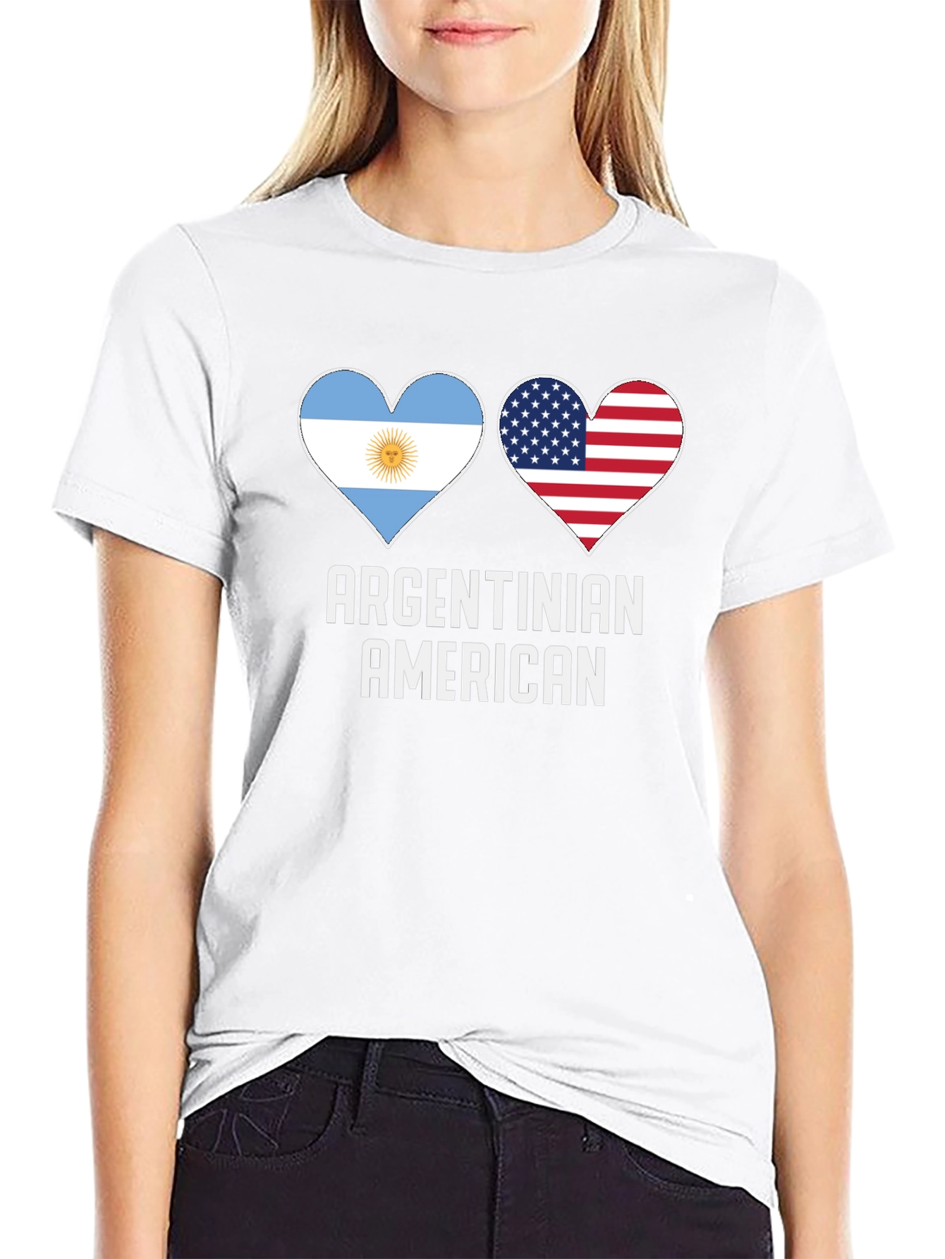 Argentinian American Flag Heart T-Shirt