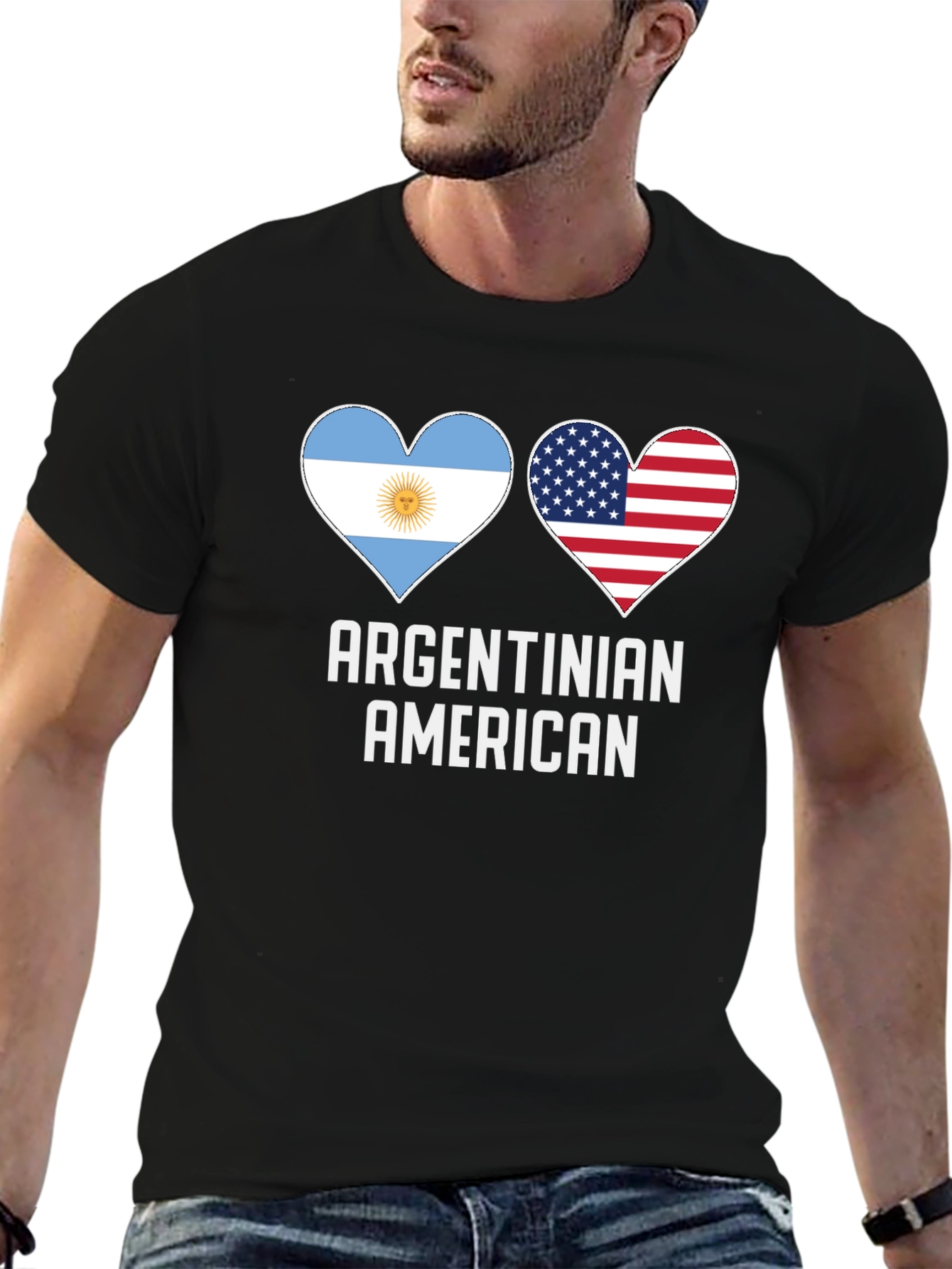 Argentinian American Flag Heart T-Shirt