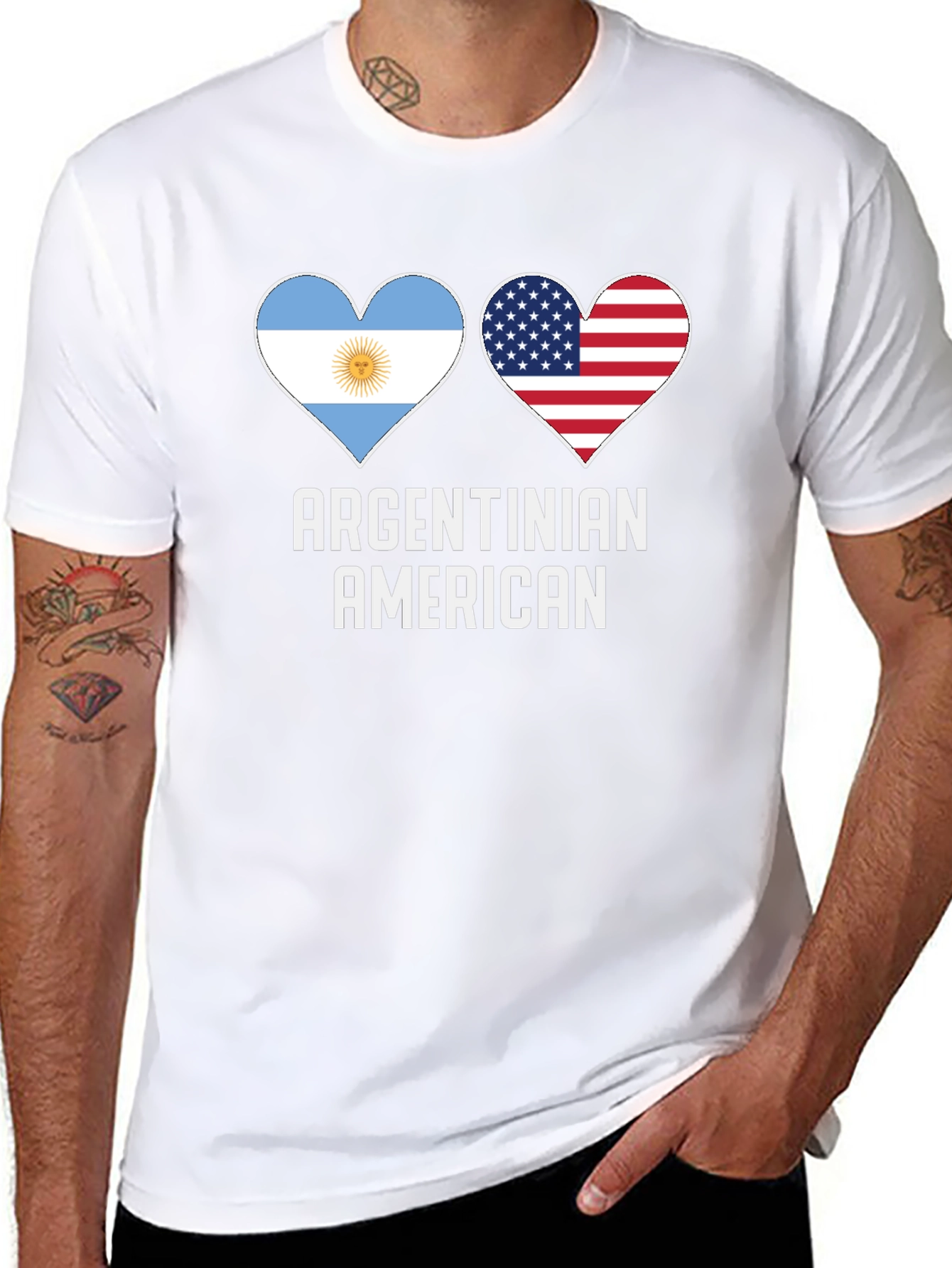 Argentinian American Flag Heart T-Shirt