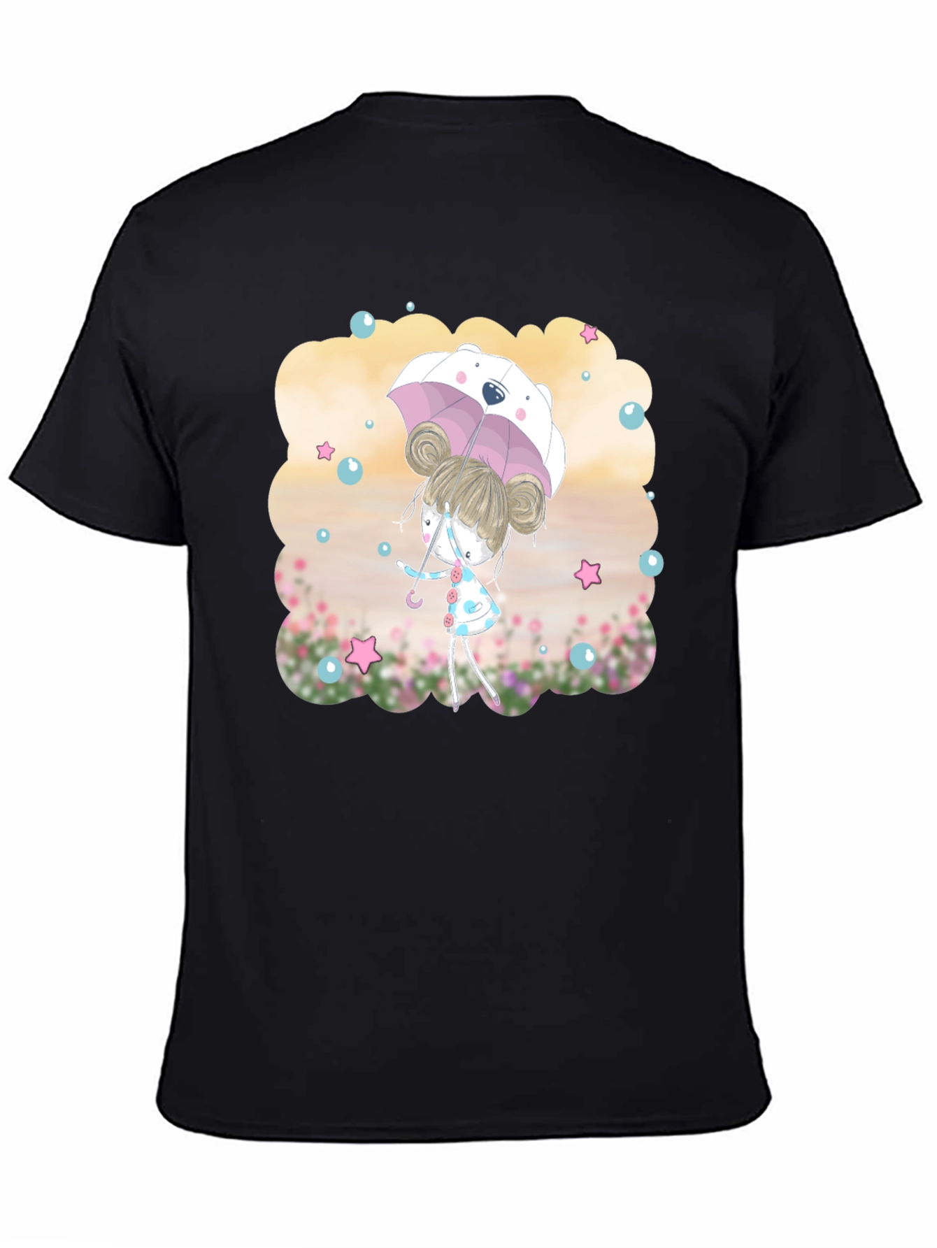 Cute Girl with Bear Umbrella T-Shirt