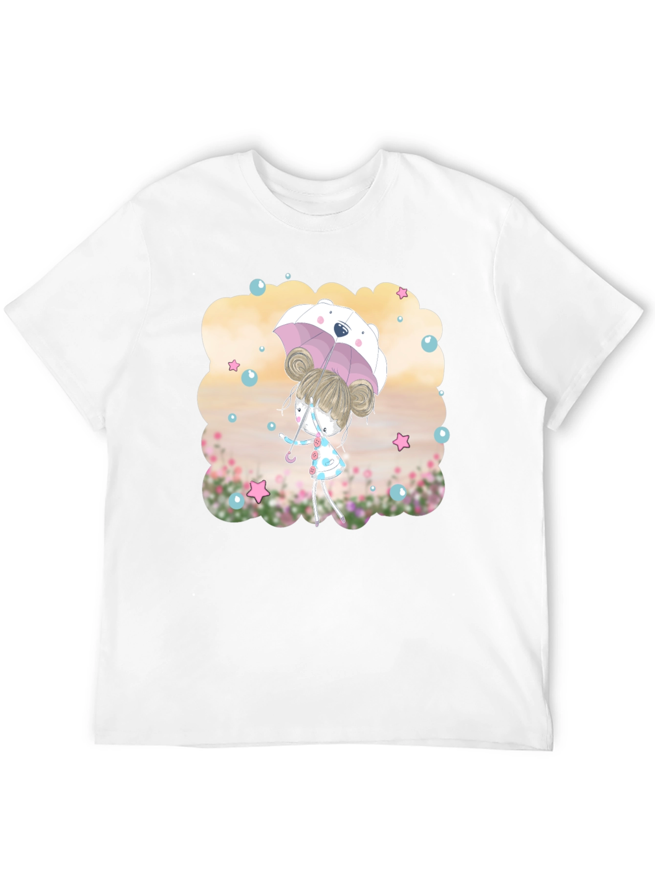 Cute Girl with Bear Umbrella T-Shirt