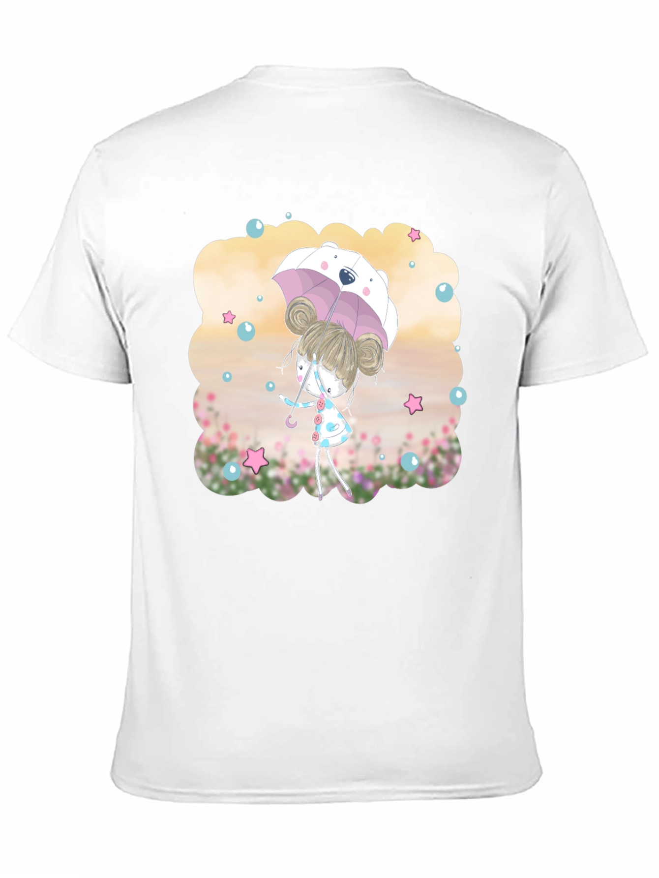 Cute Girl with Bear Umbrella T-Shirt
