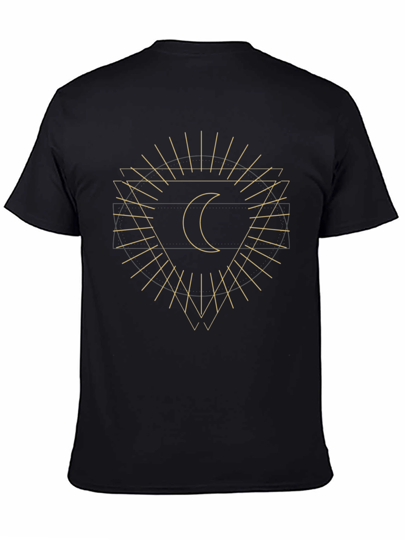 Geometric Moon Graphic Black T-Shirt