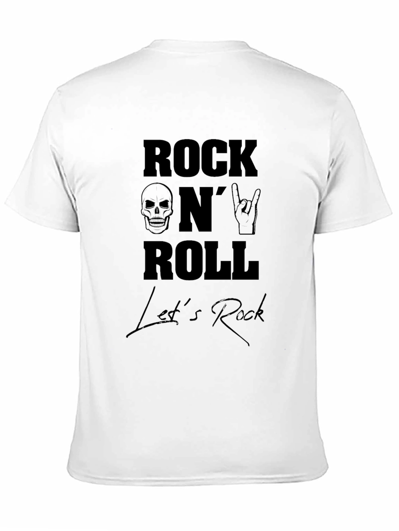 Rock N Roll Skull Graphic Tee - Black Cotton
