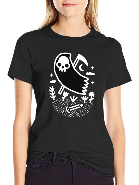 Grim Reaper Graphic Tee - Black Cotton T-Shirt