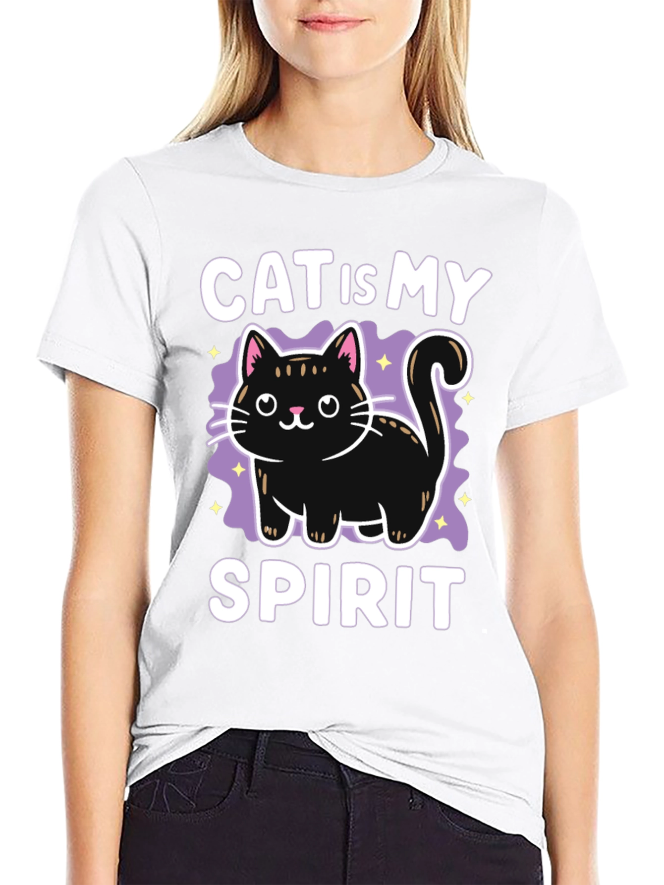 Cat Is My Spirit Animal Black T-Shirt