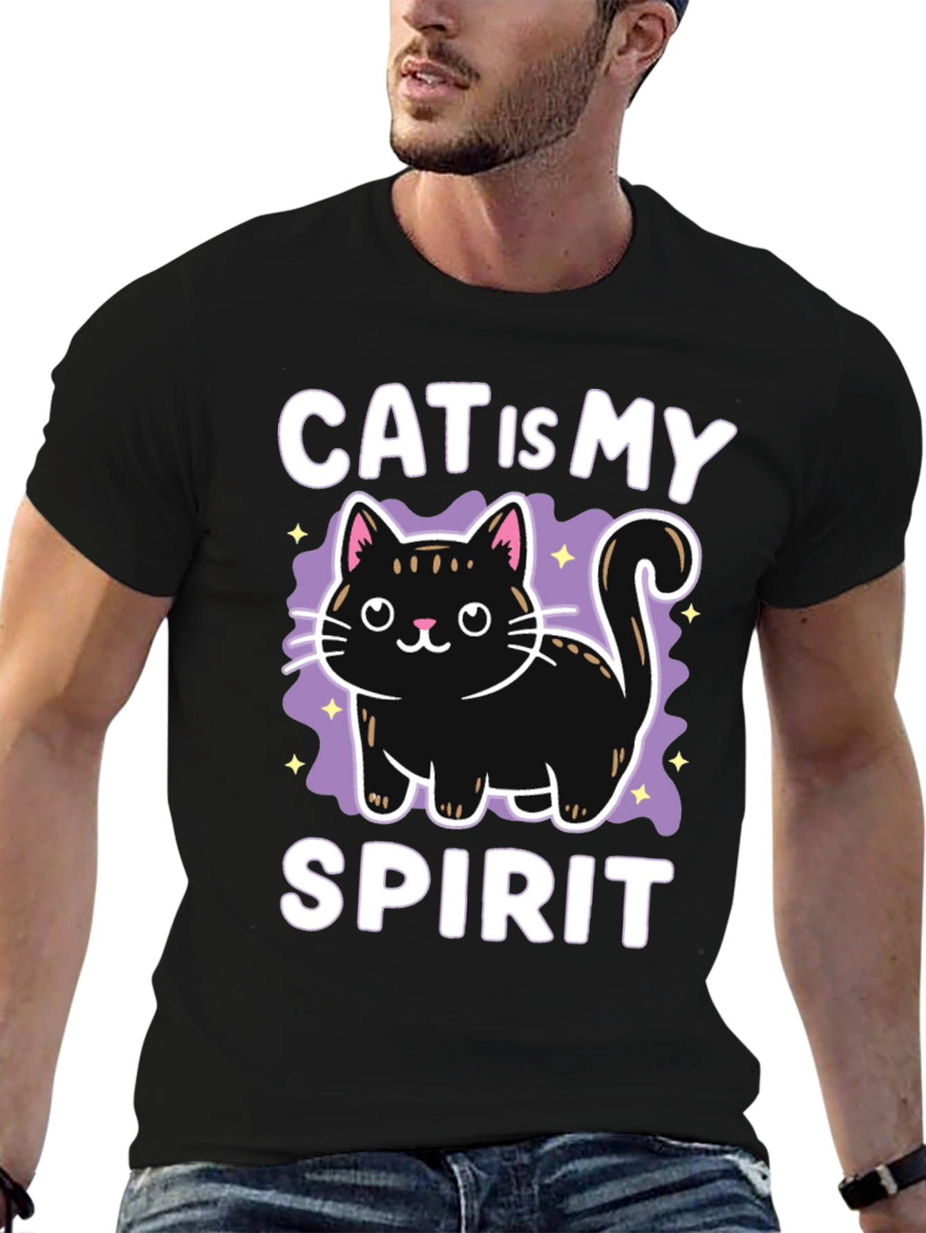 Cat Is My Spirit Animal Black T-Shirt