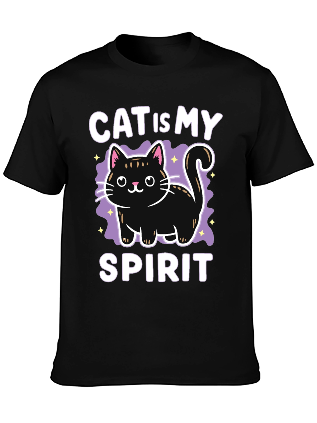 Cat Is My Spirit Animal Black T-Shirt