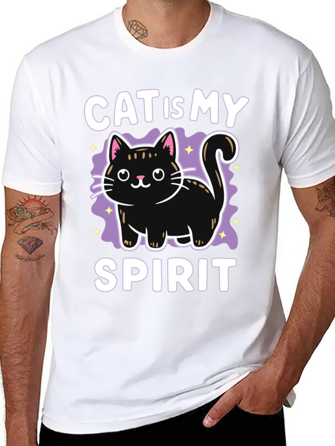 Cat Is My Spirit Animal Black T-Shirt