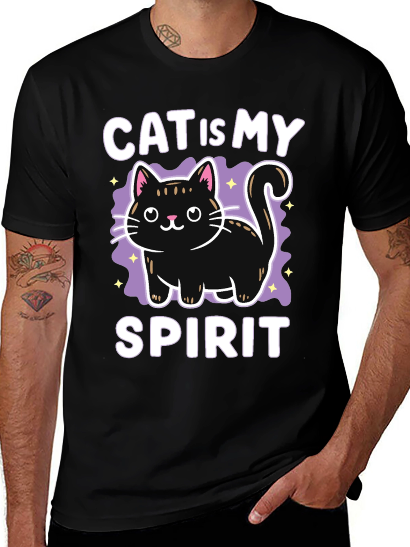 Cat Is My Spirit Animal Black T-Shirt