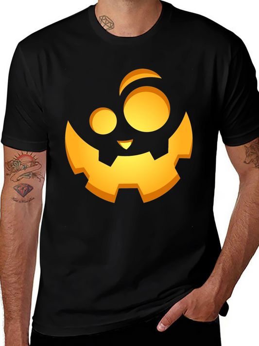 Halloween Pumpkin Face Graphic Black T-Shirt