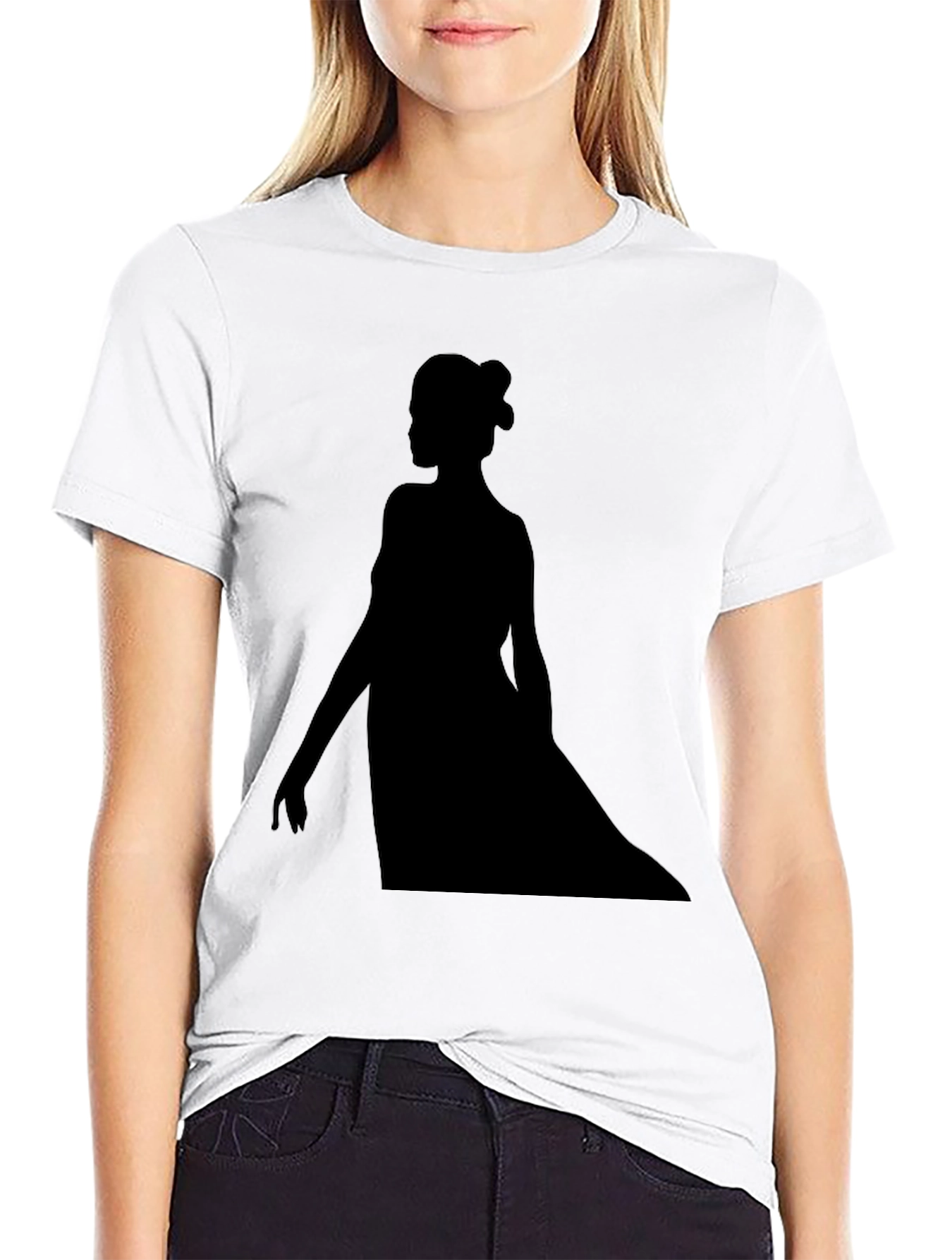 Elegant Silhouette Graphic Black T-Shirt