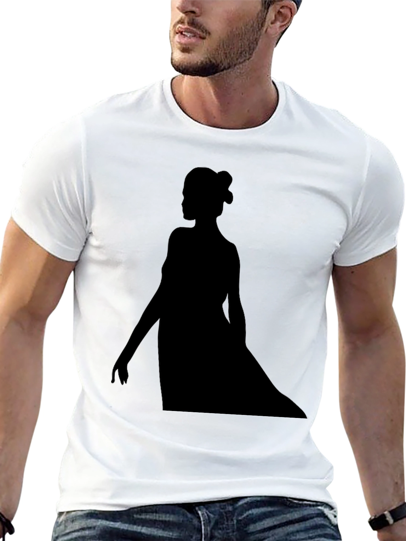 Elegant Silhouette Graphic Black T-Shirt
