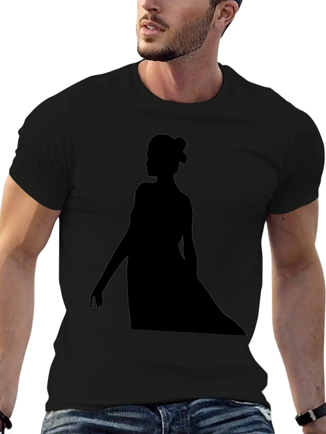 Elegant Silhouette Graphic Black T-Shirt