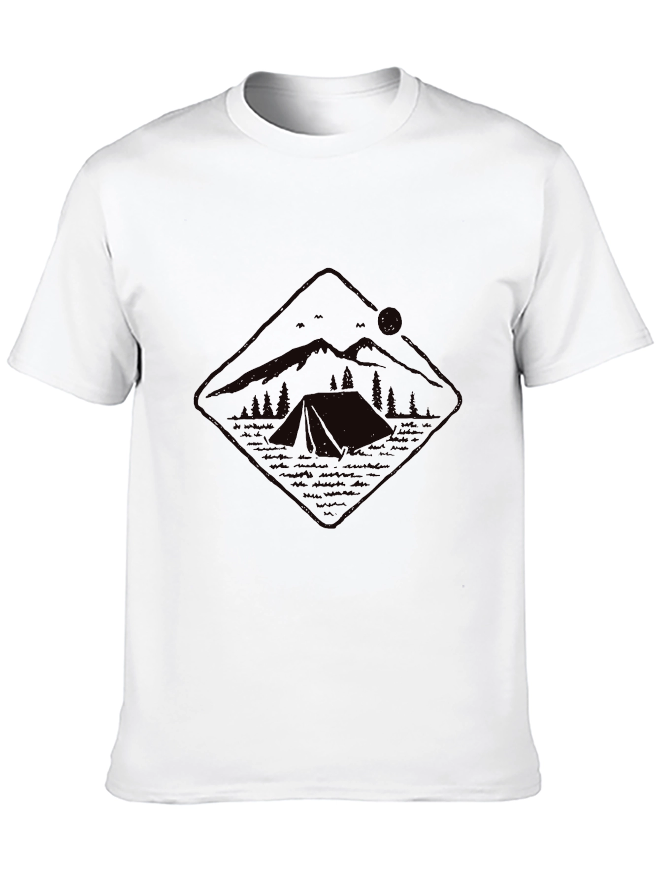 Mens Black Camping Graphic Tee