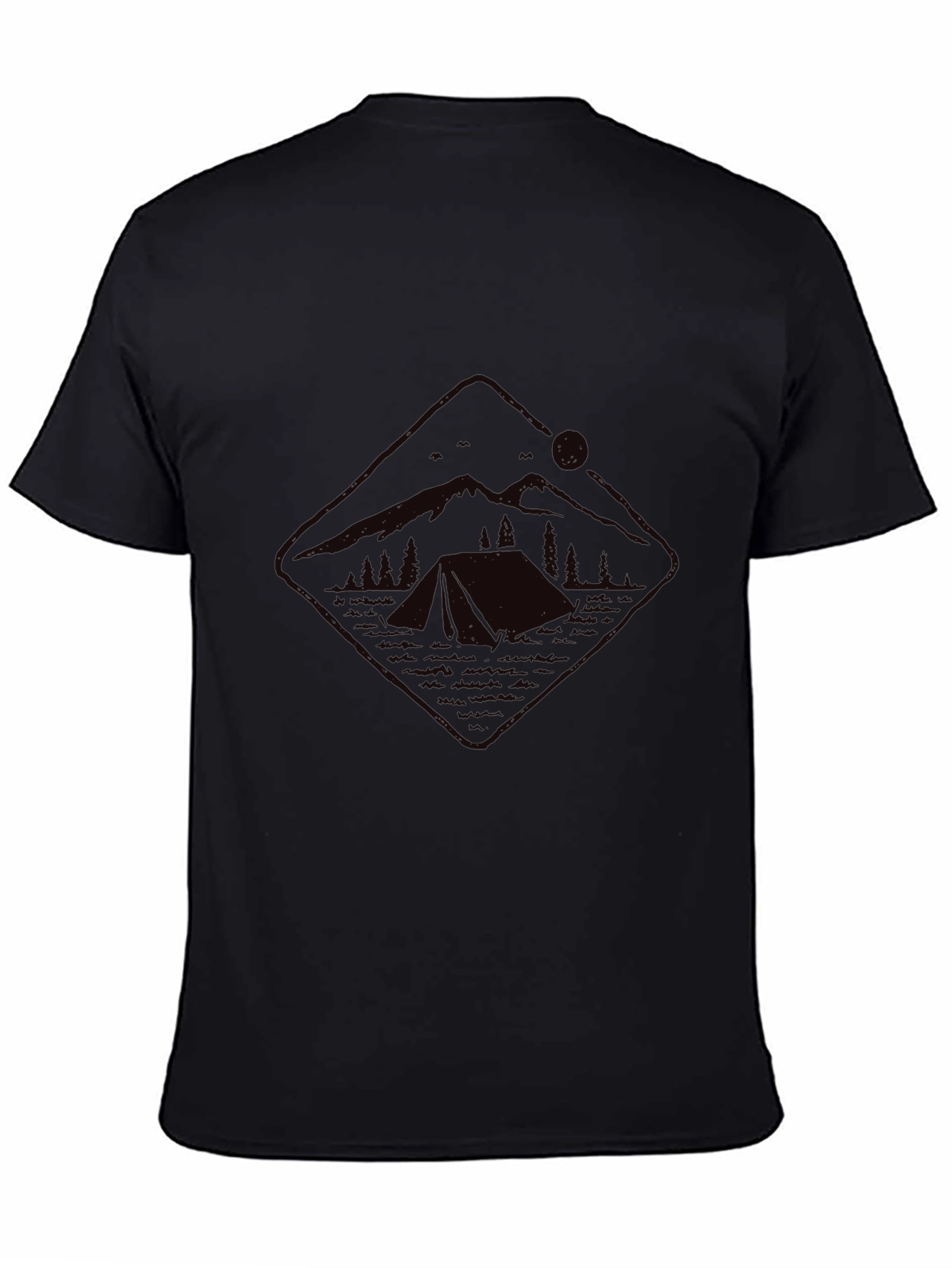 Mens Black Camping Graphic Tee