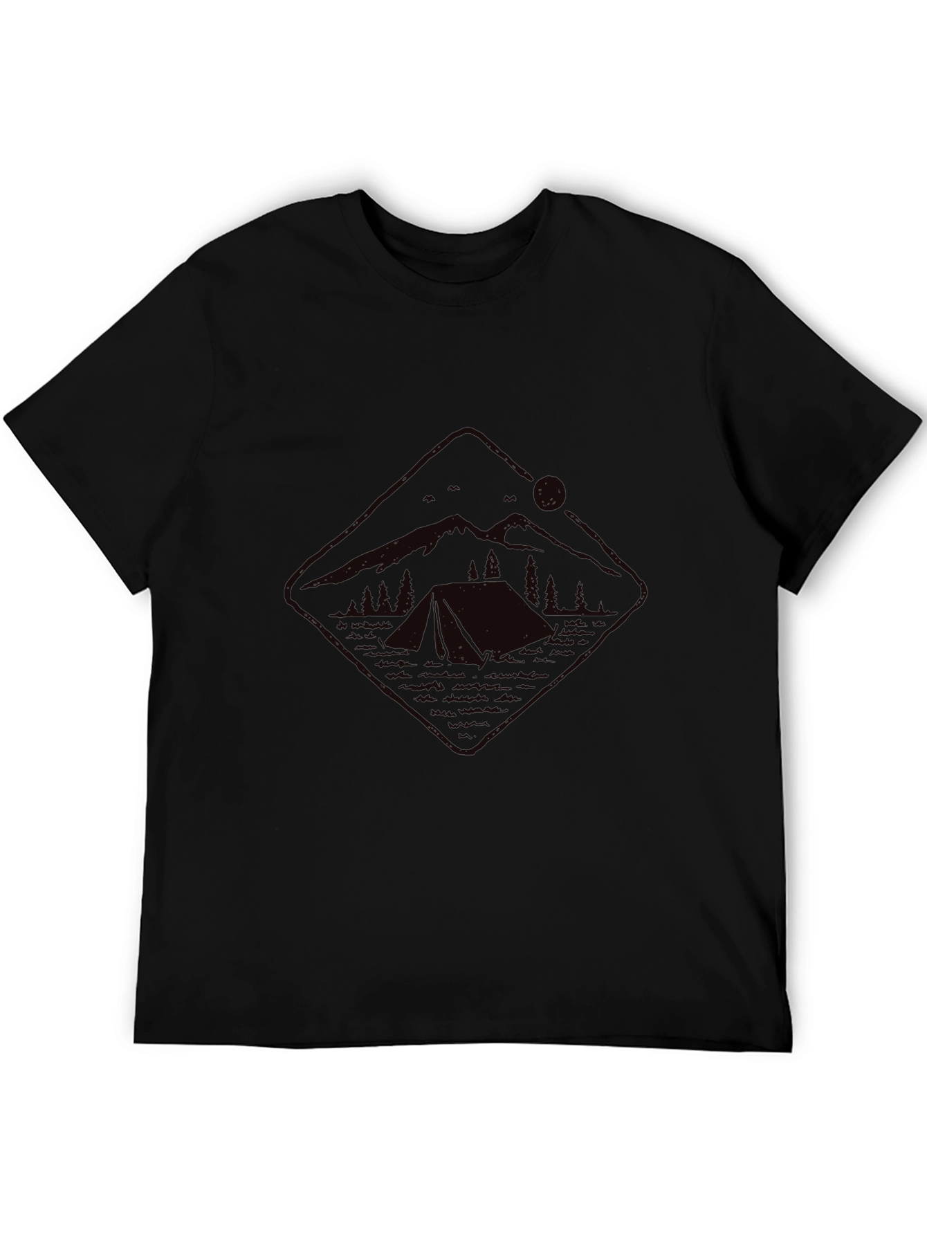 Mens Black Camping Graphic Tee