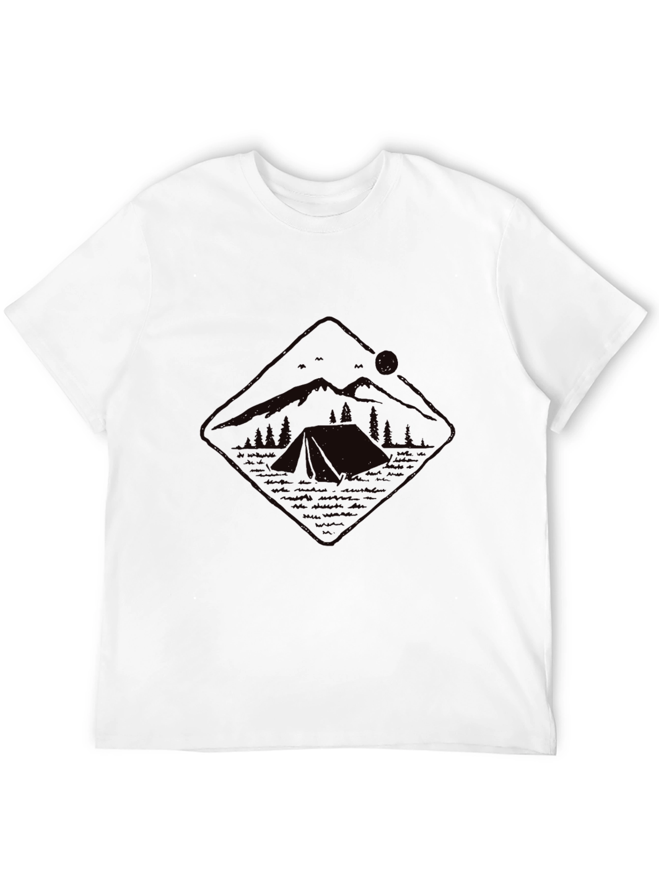 Mens Black Camping Graphic Tee