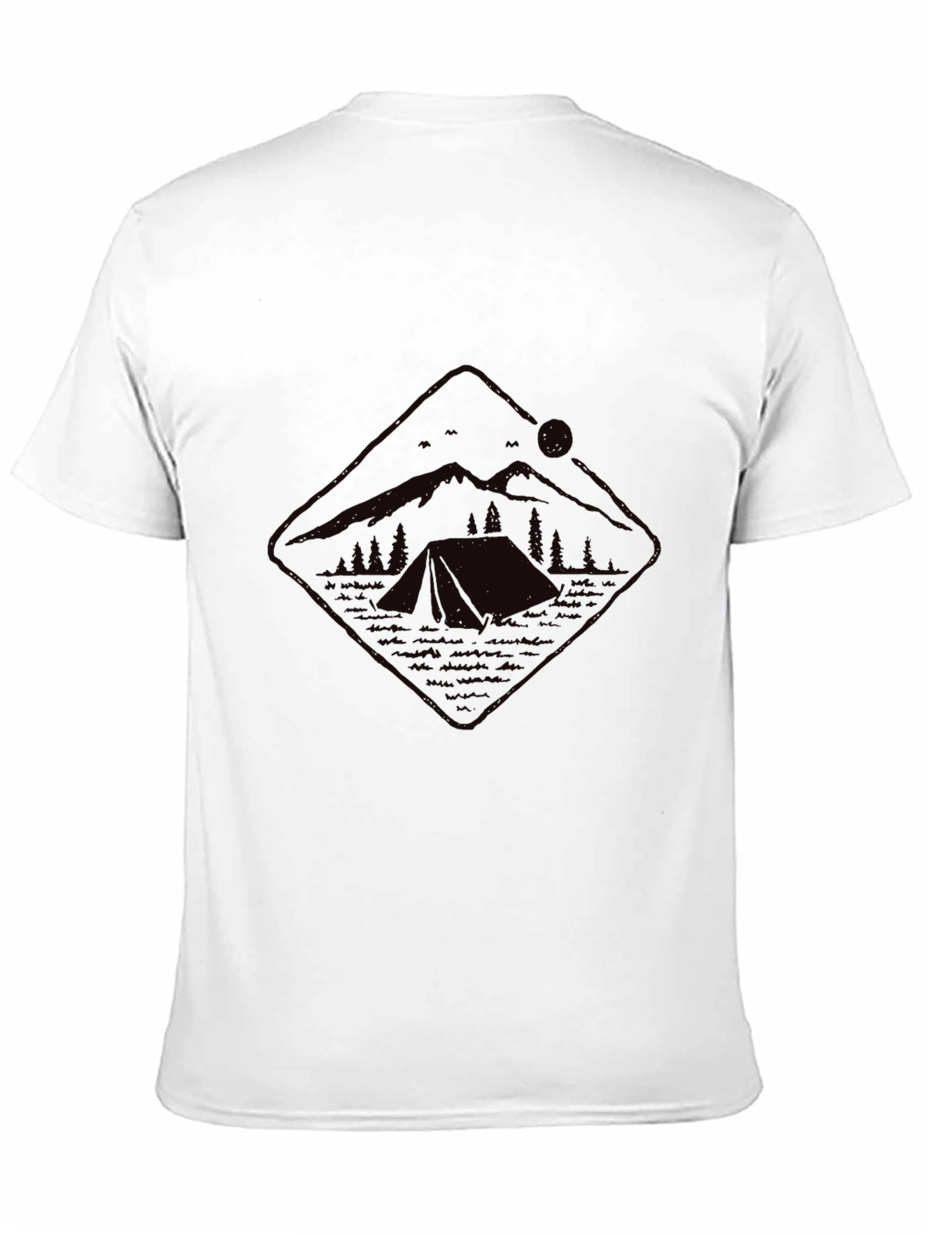 Mens Black Camping Graphic Tee