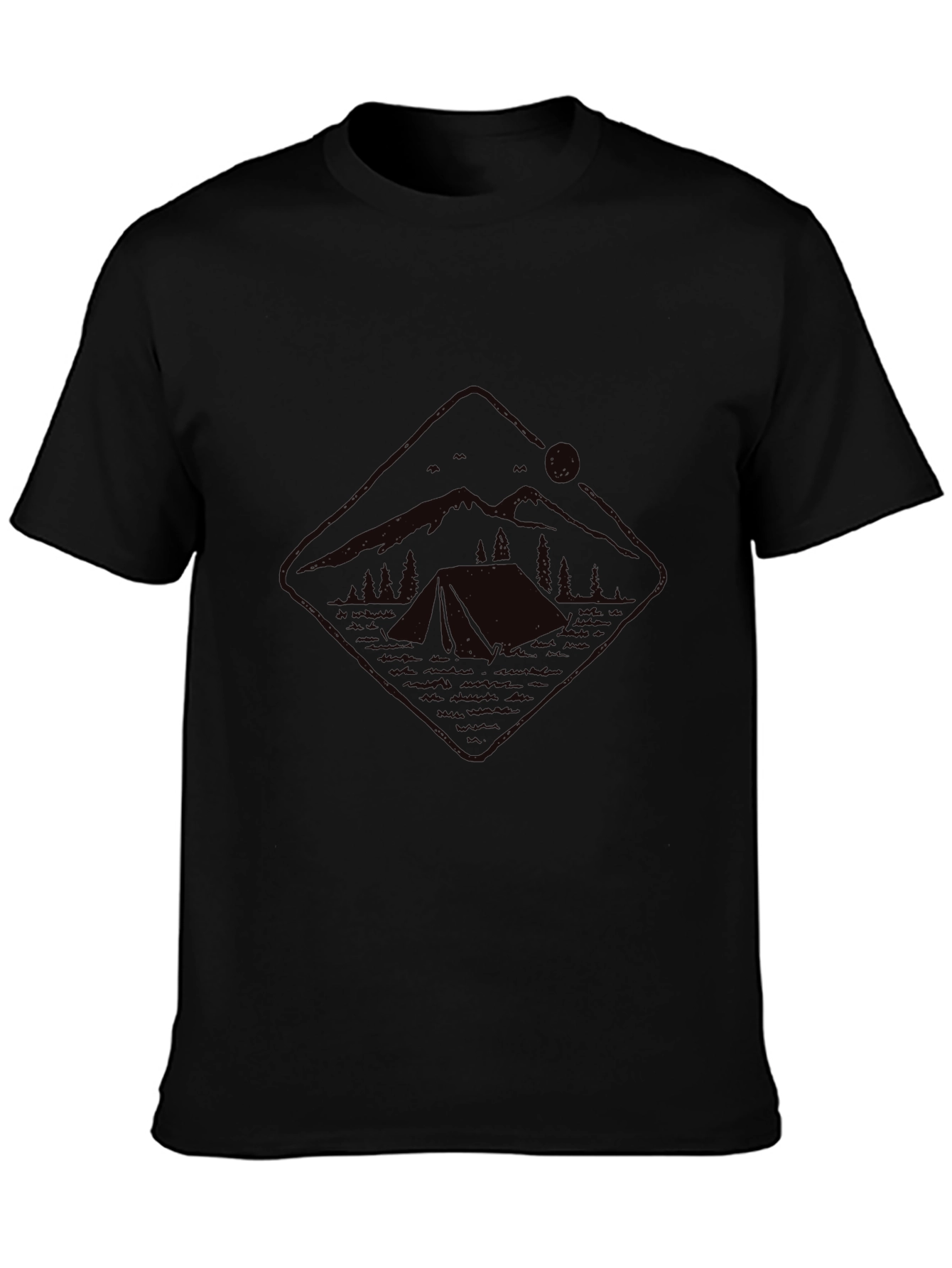 Mens Black Camping Graphic Tee