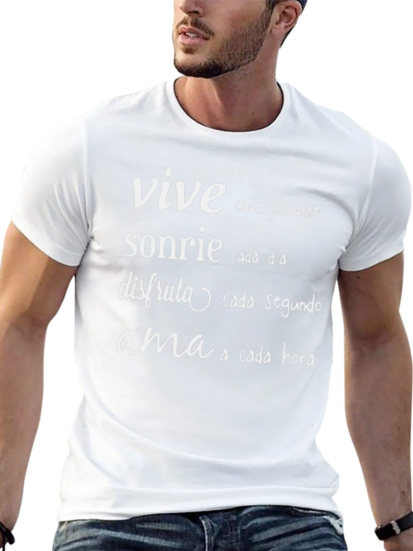 Inspirational Spanish Quote Graphic Tee - Vive Sonrie Ama