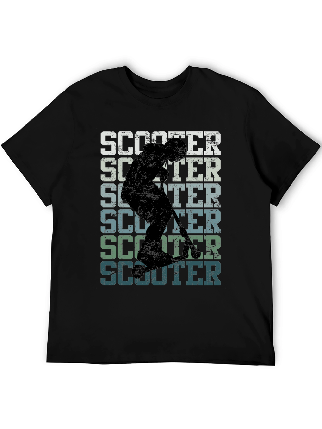 Retro Scooter Graphic Tee - Black Cotton T-Shirt