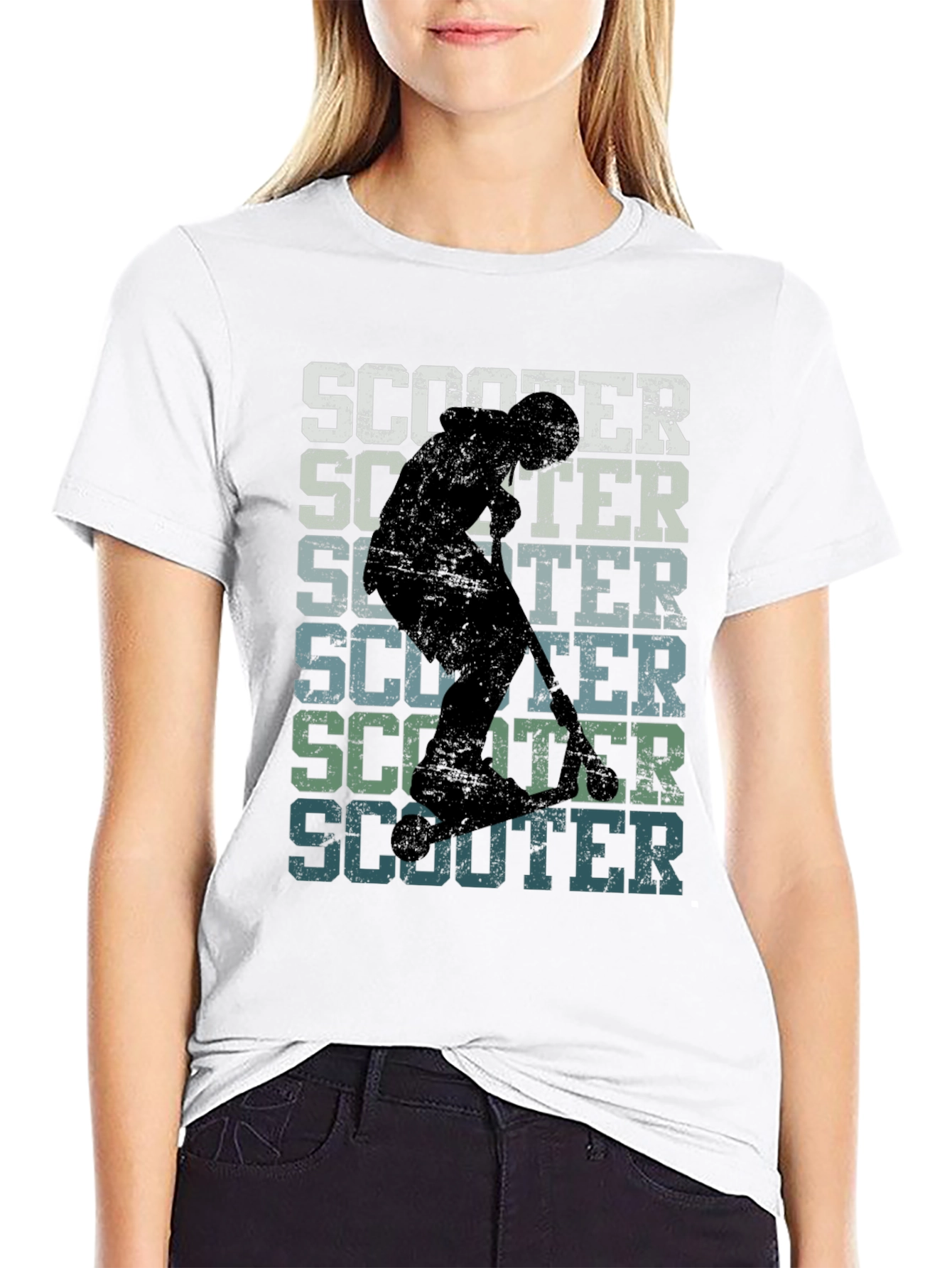 Retro Scooter Graphic Tee - Black Cotton T-Shirt