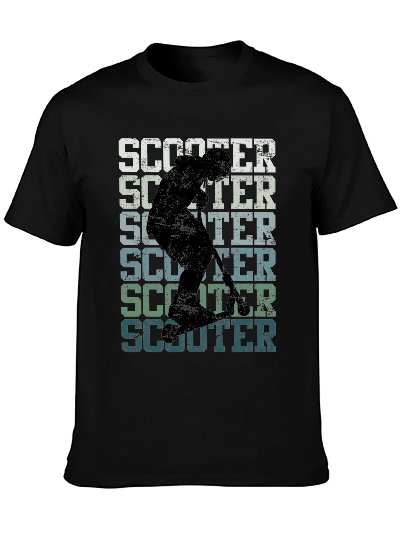 Retro Scooter Graphic Tee - Black Cotton T-Shirt