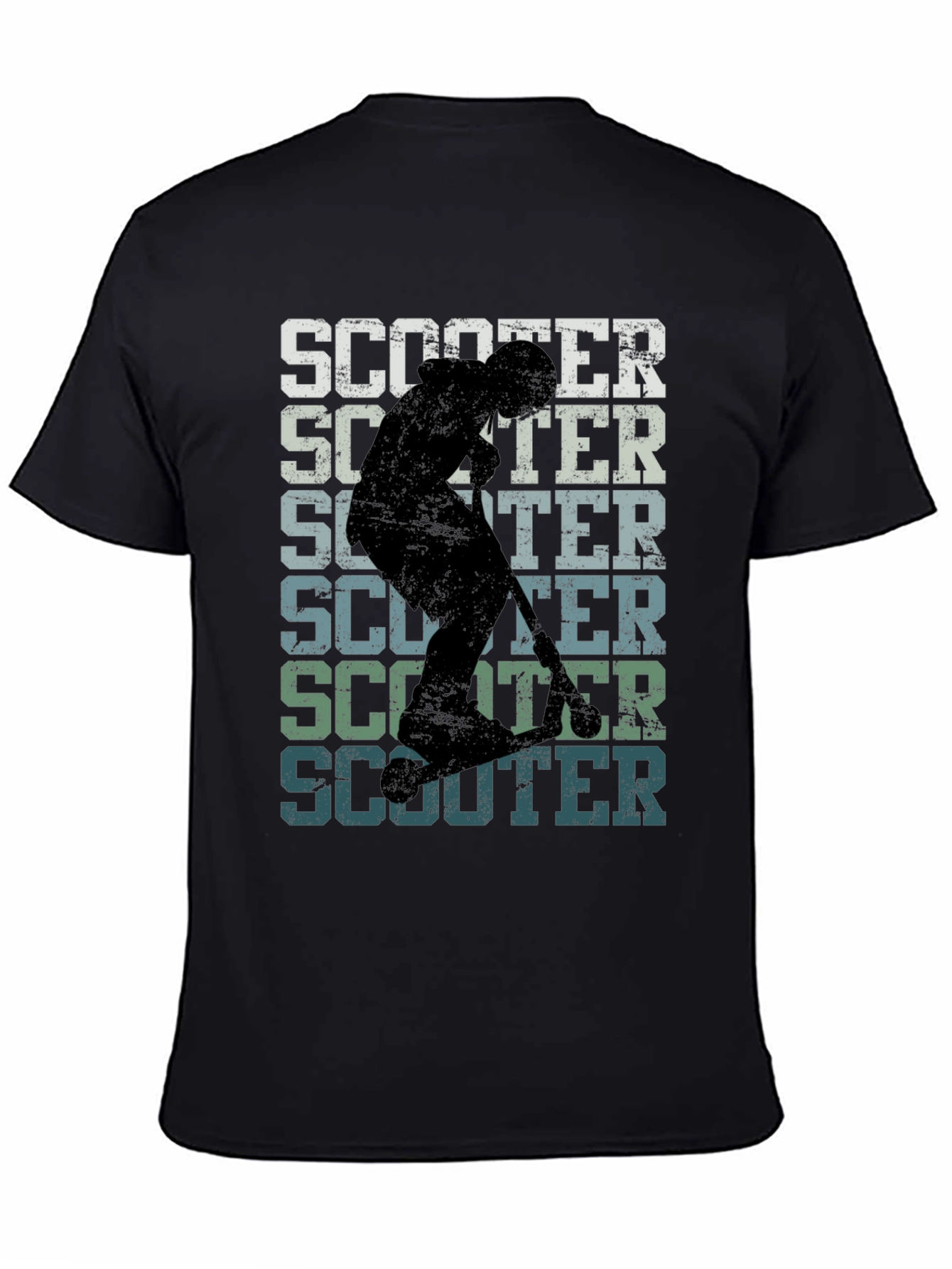 Retro Scooter Graphic Tee - Black Cotton T-Shirt
