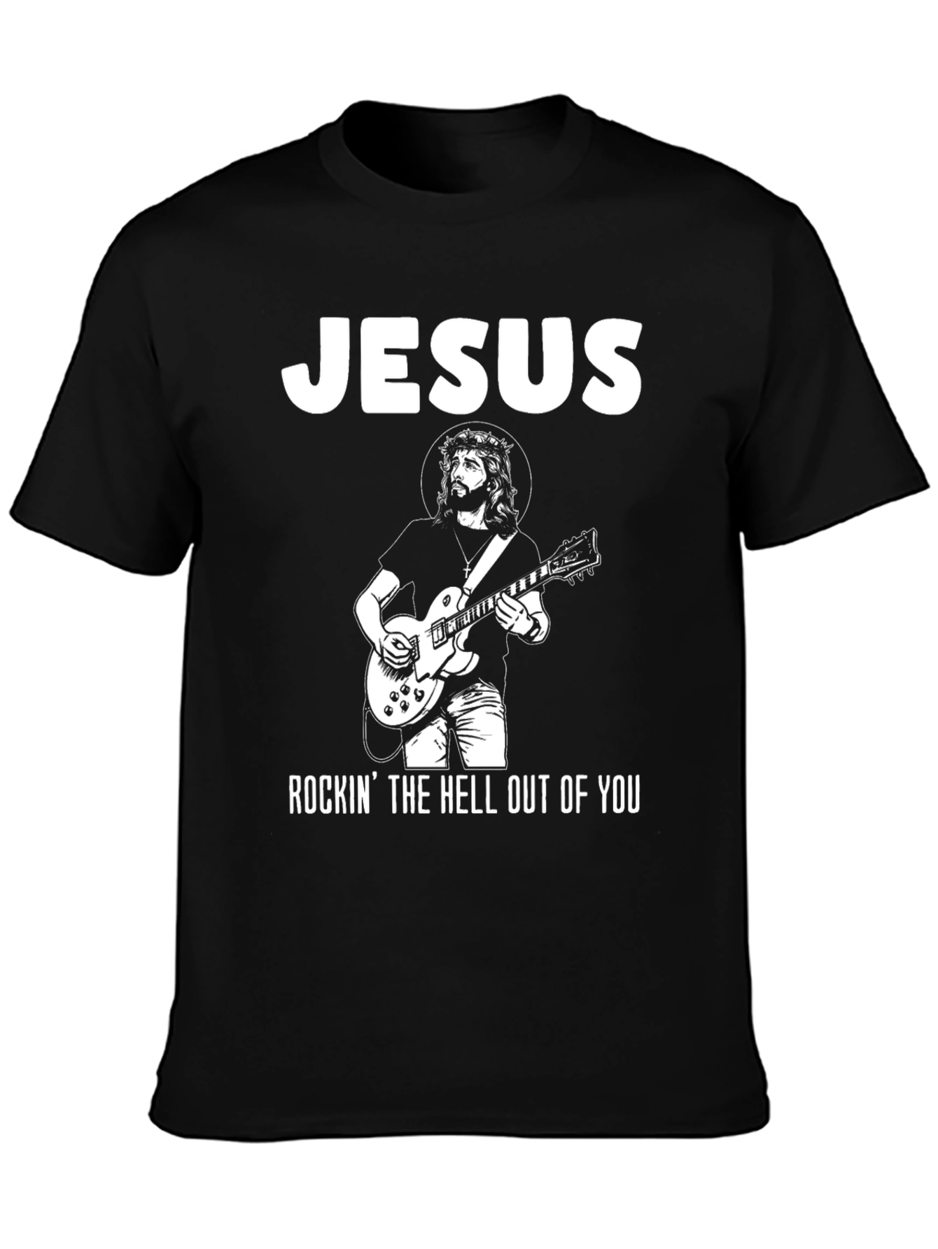 Jesus Rockin T-Shirt - Black Cotton Tee