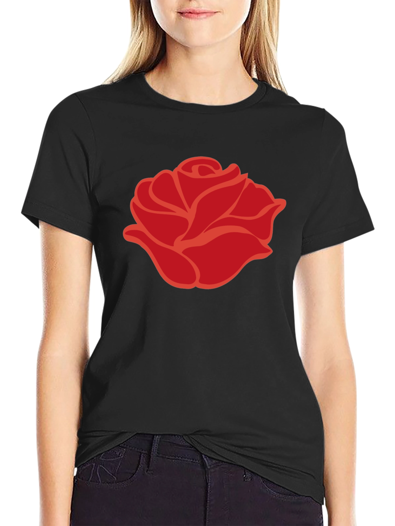 Bold Rose Graphic Tee - Modern Floral Design