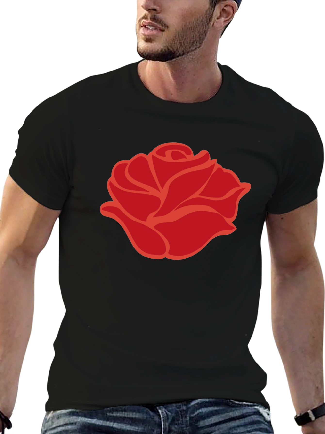 Bold Rose Graphic Tee - Modern Floral Design