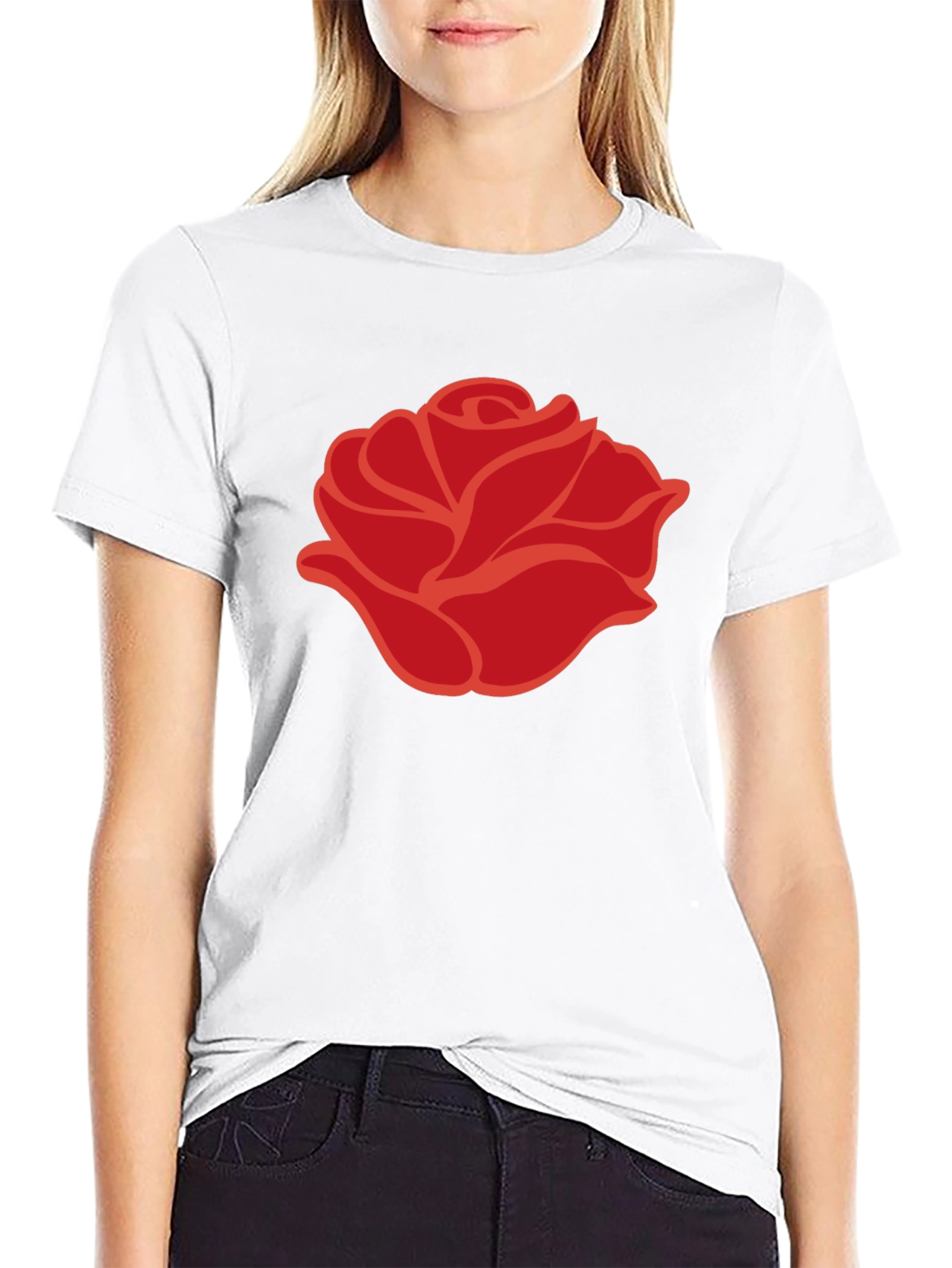 Bold Rose Graphic Tee - Modern Floral Design