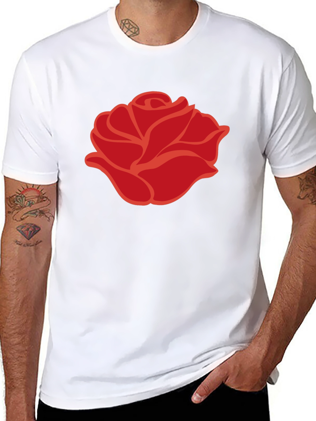Bold Rose Graphic Tee - Modern Floral Design
