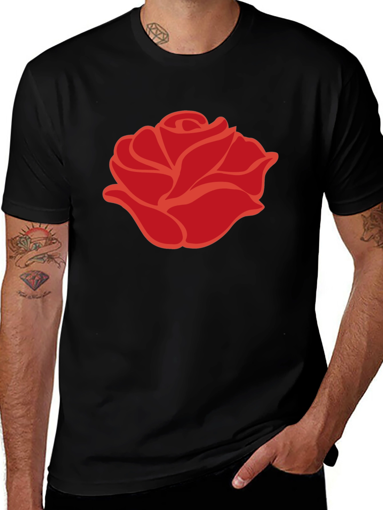 Bold Rose Graphic Tee - Modern Floral Design