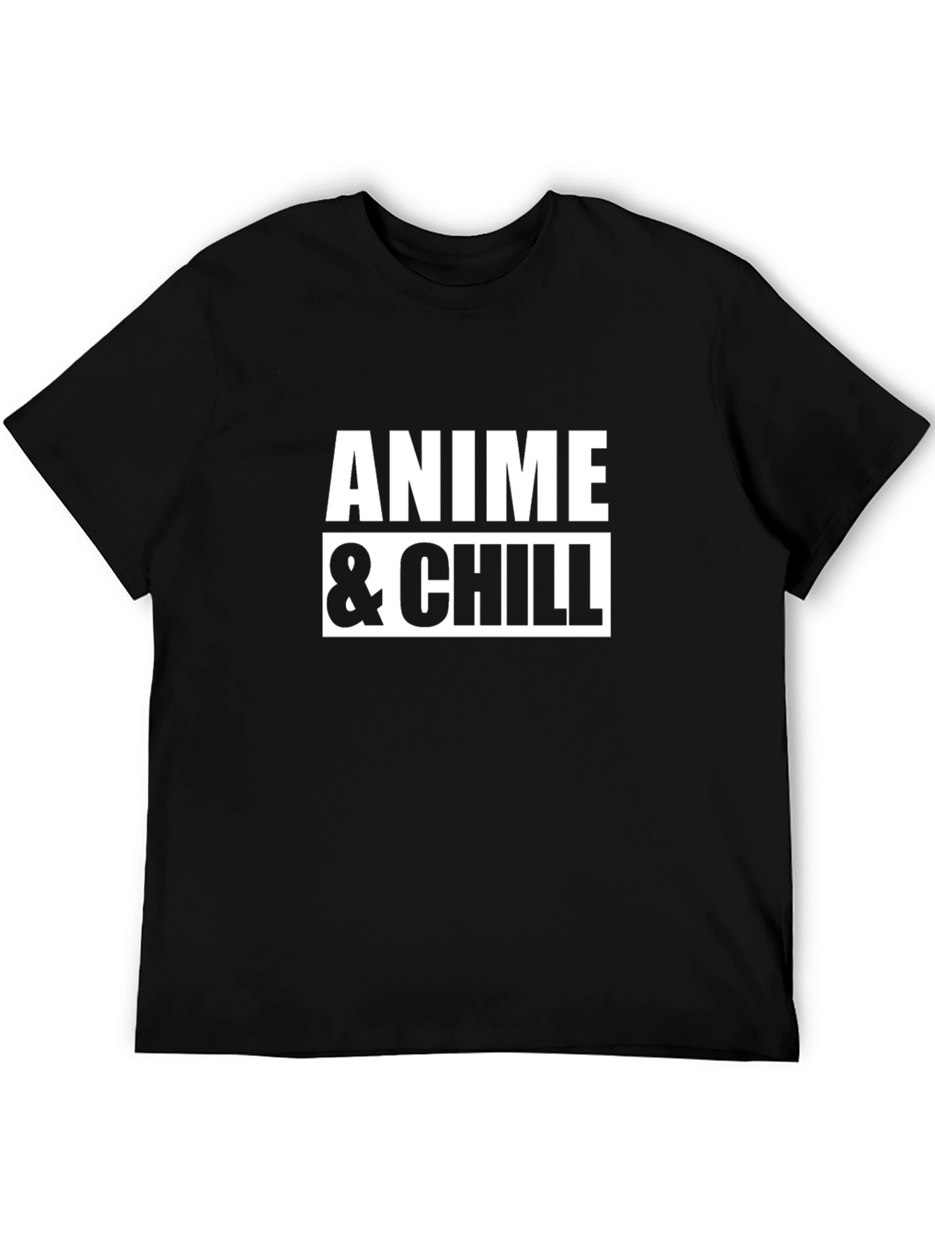 Anime & Chill Black Graphic T-Shirt