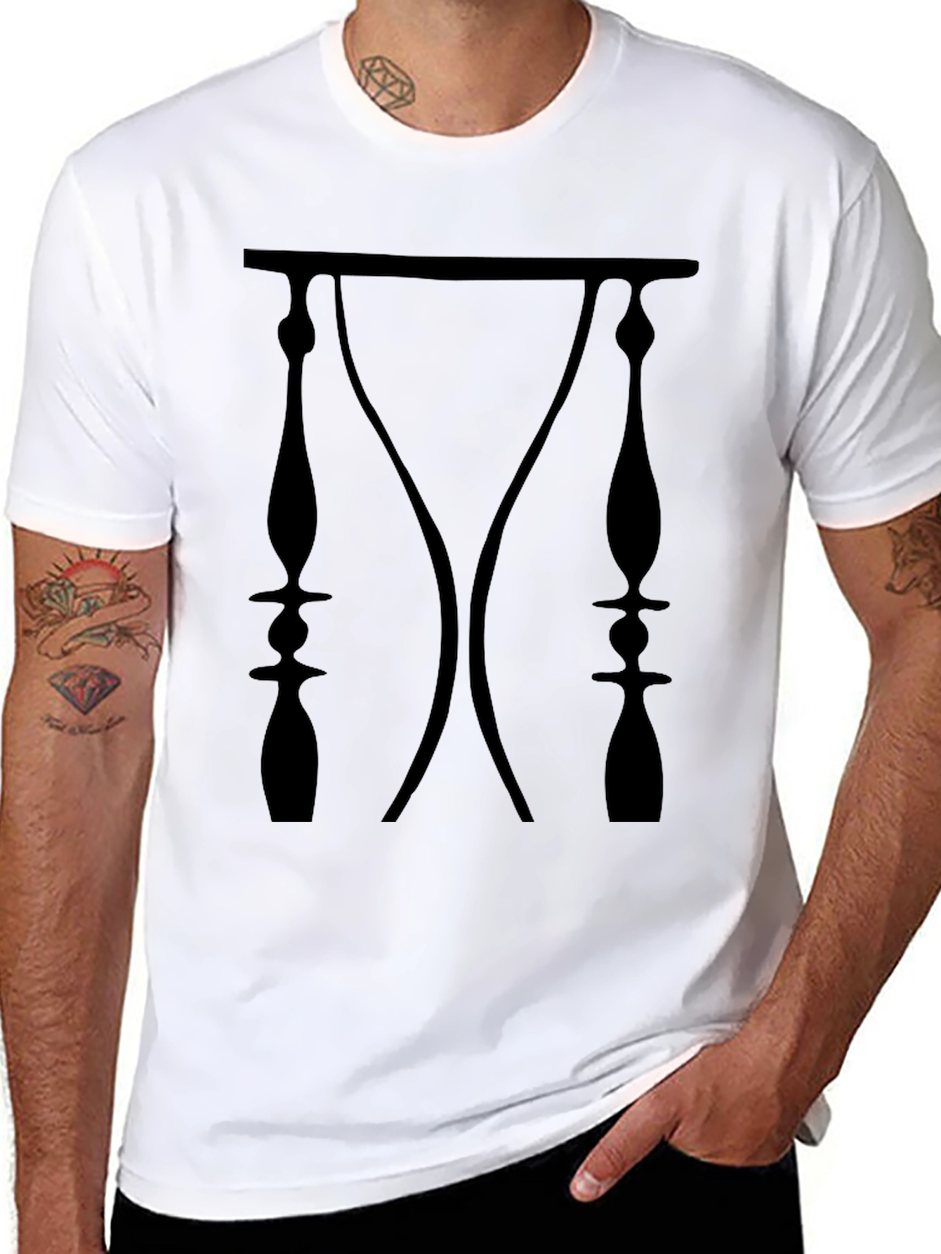 Optical Illusion Face T-Shirt - Black