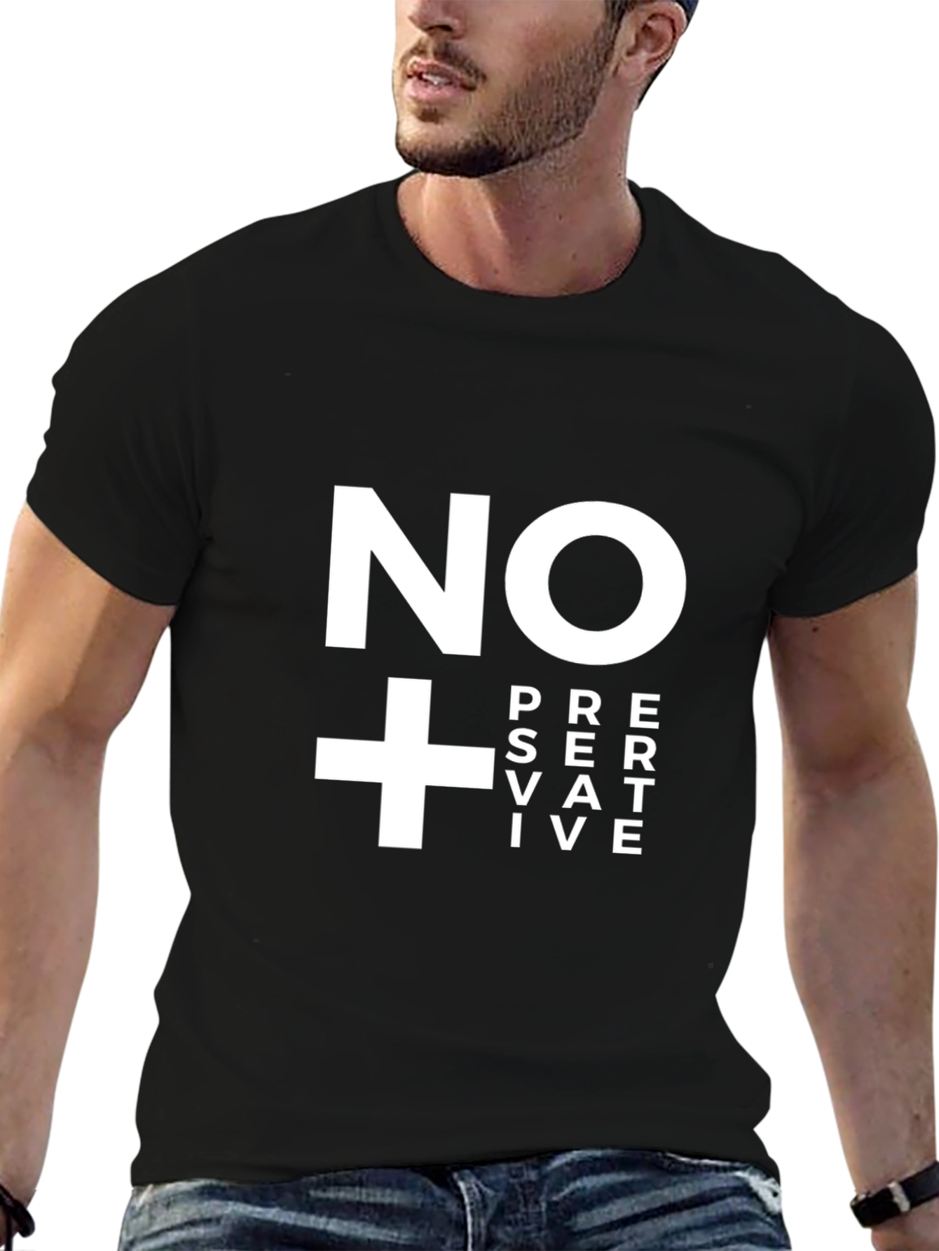 No Preservative T-Shirt - Black Cotton Graphic Tee