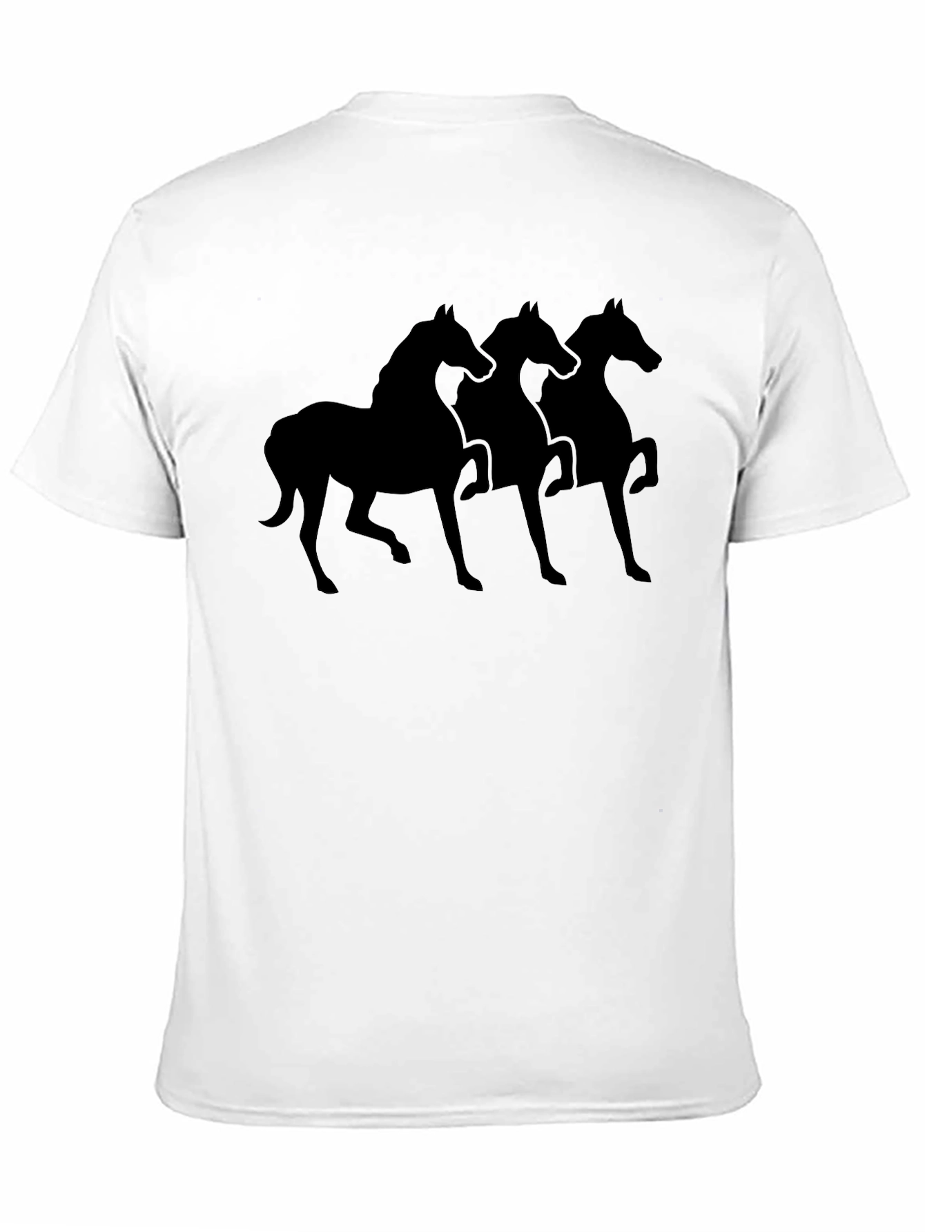 Mens Black T-Shirt with Horse Silhouettes