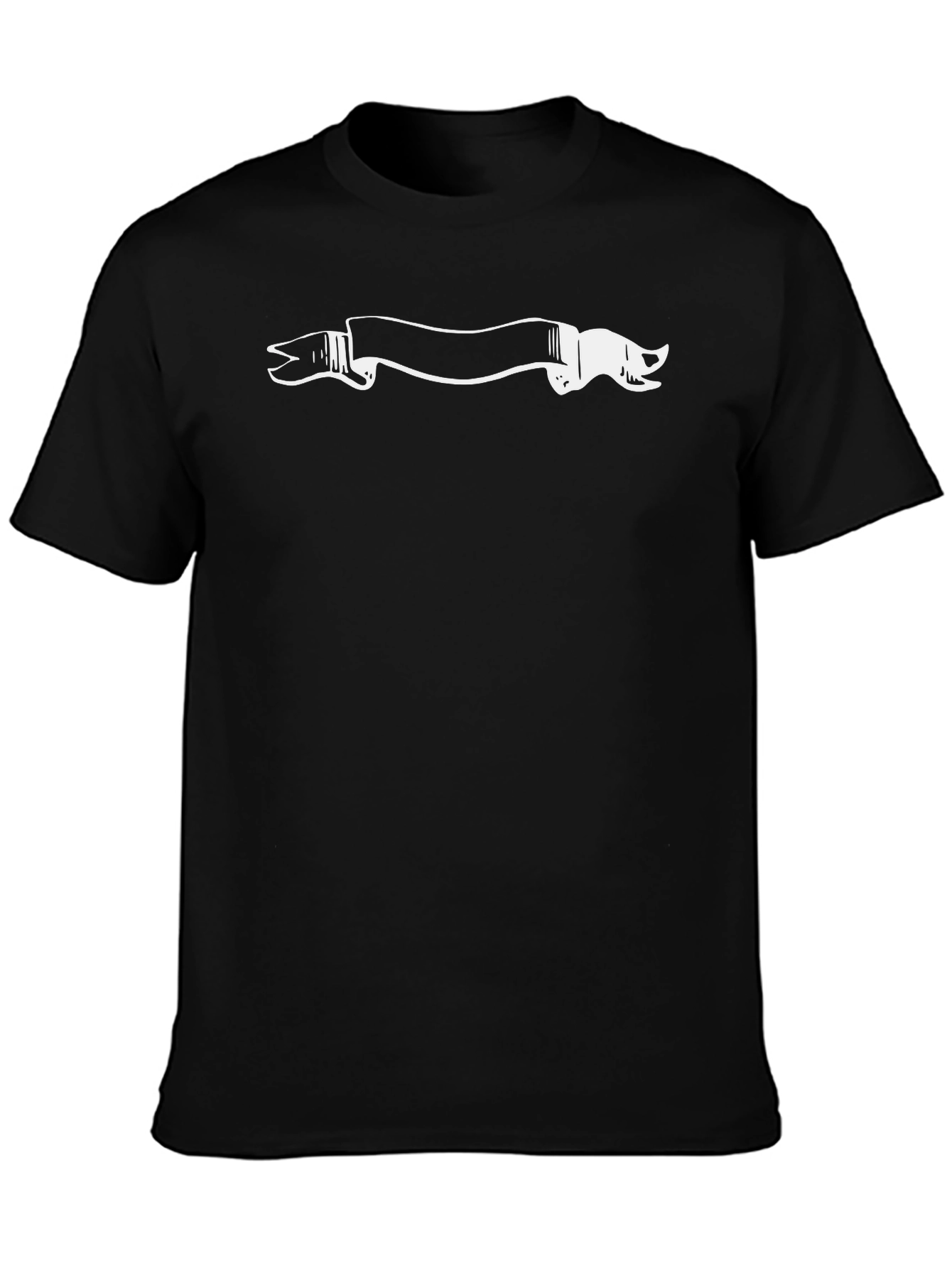 Black T-Shirt with White Banner Graphic