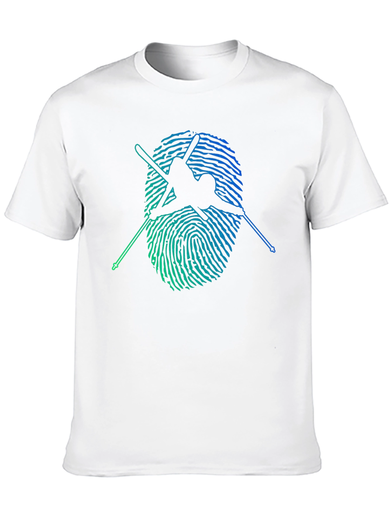 Skier Fingerprint Graphic Tee - Black Cotton T-Shirt