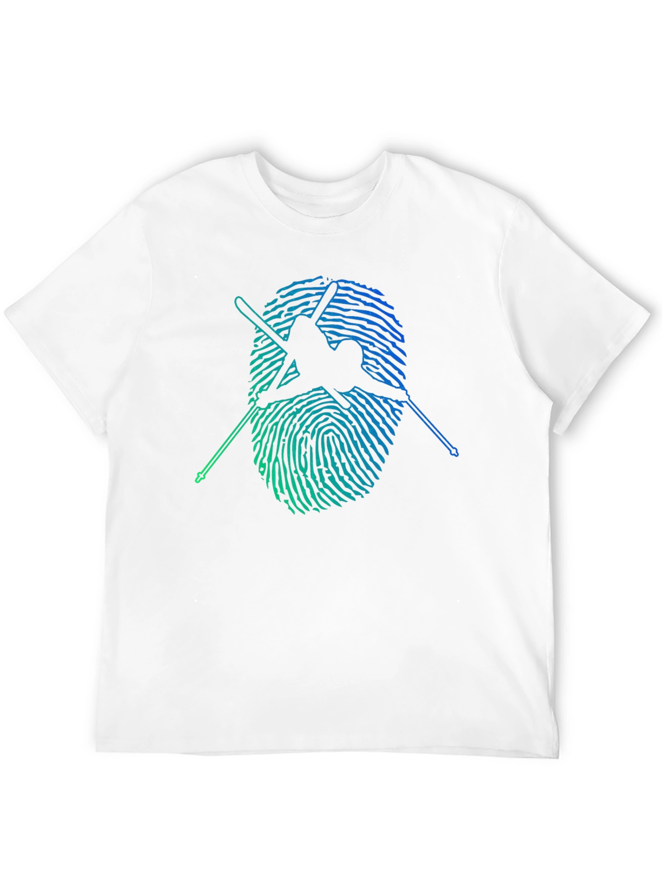 Skier Fingerprint Graphic Tee - Black Cotton T-Shirt