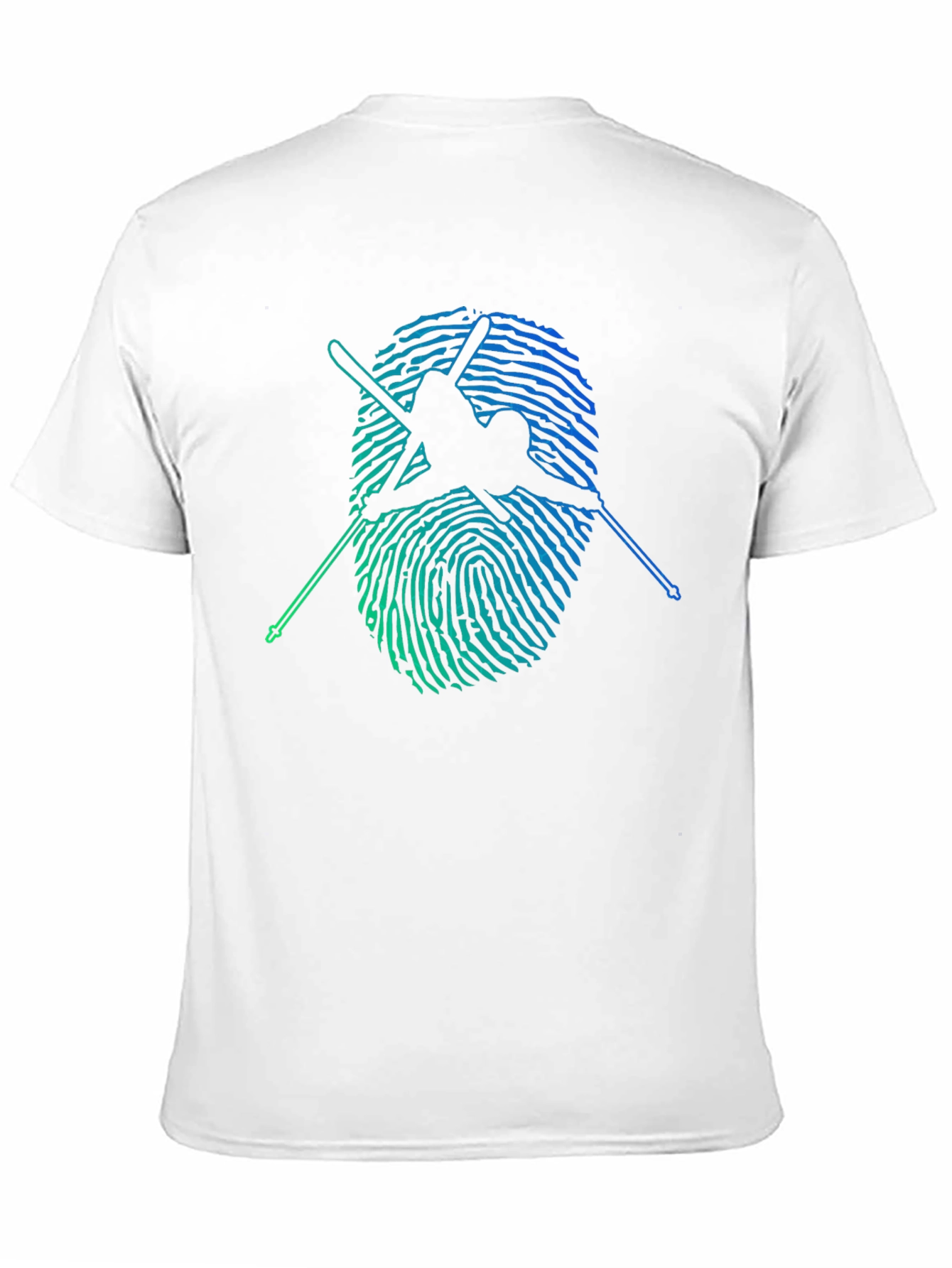 Skier Fingerprint Graphic Tee - Black Cotton T-Shirt