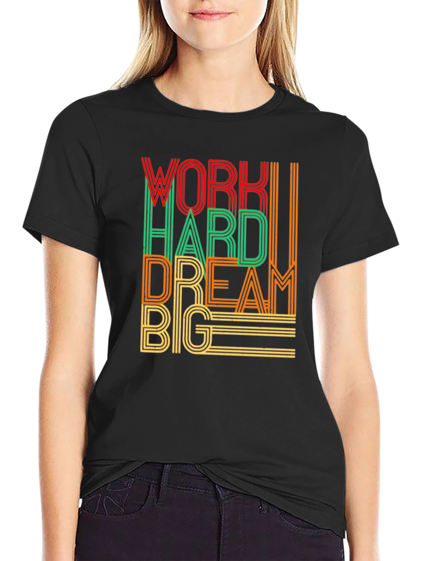 Motivational Work Hard Dream Big Graphic T-Shirt