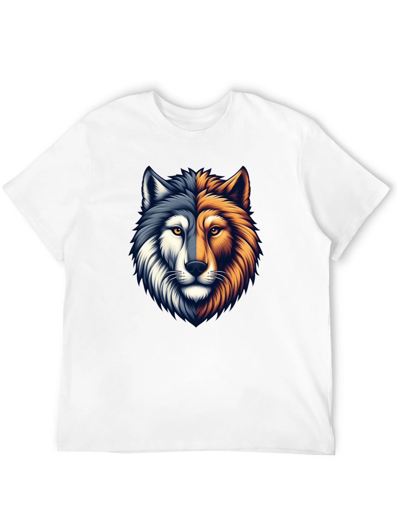 Two-Faced Wolf Graphic T-Shirt - Black