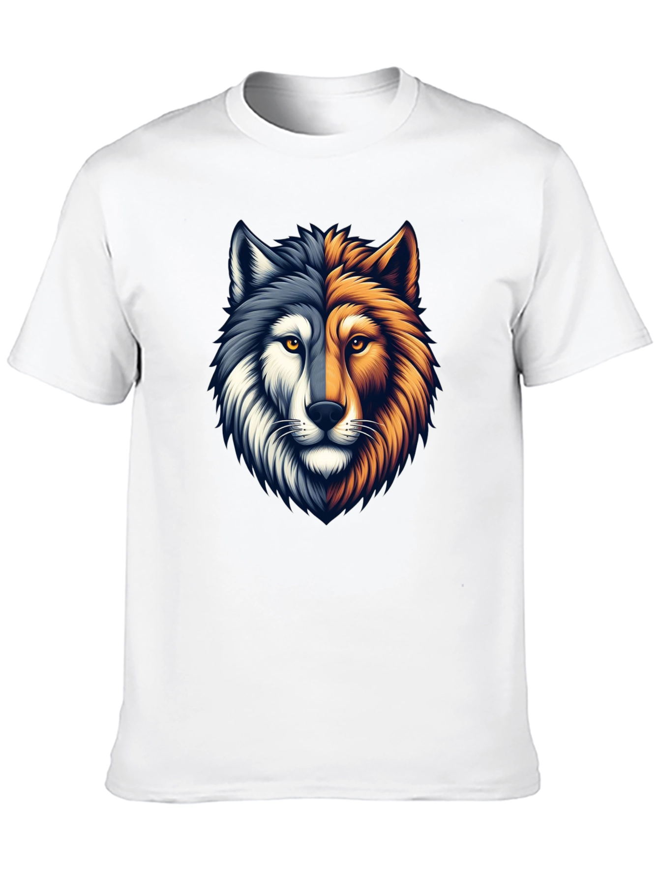 Two-Faced Wolf Graphic T-Shirt - Black