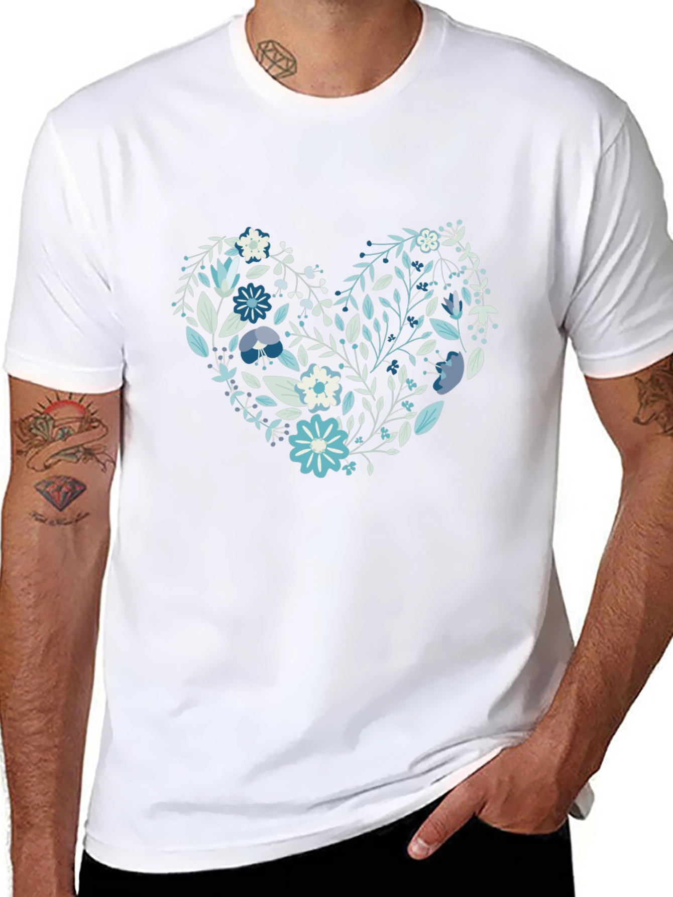 Floral Heart Tee - Black Graphic T-Shirt