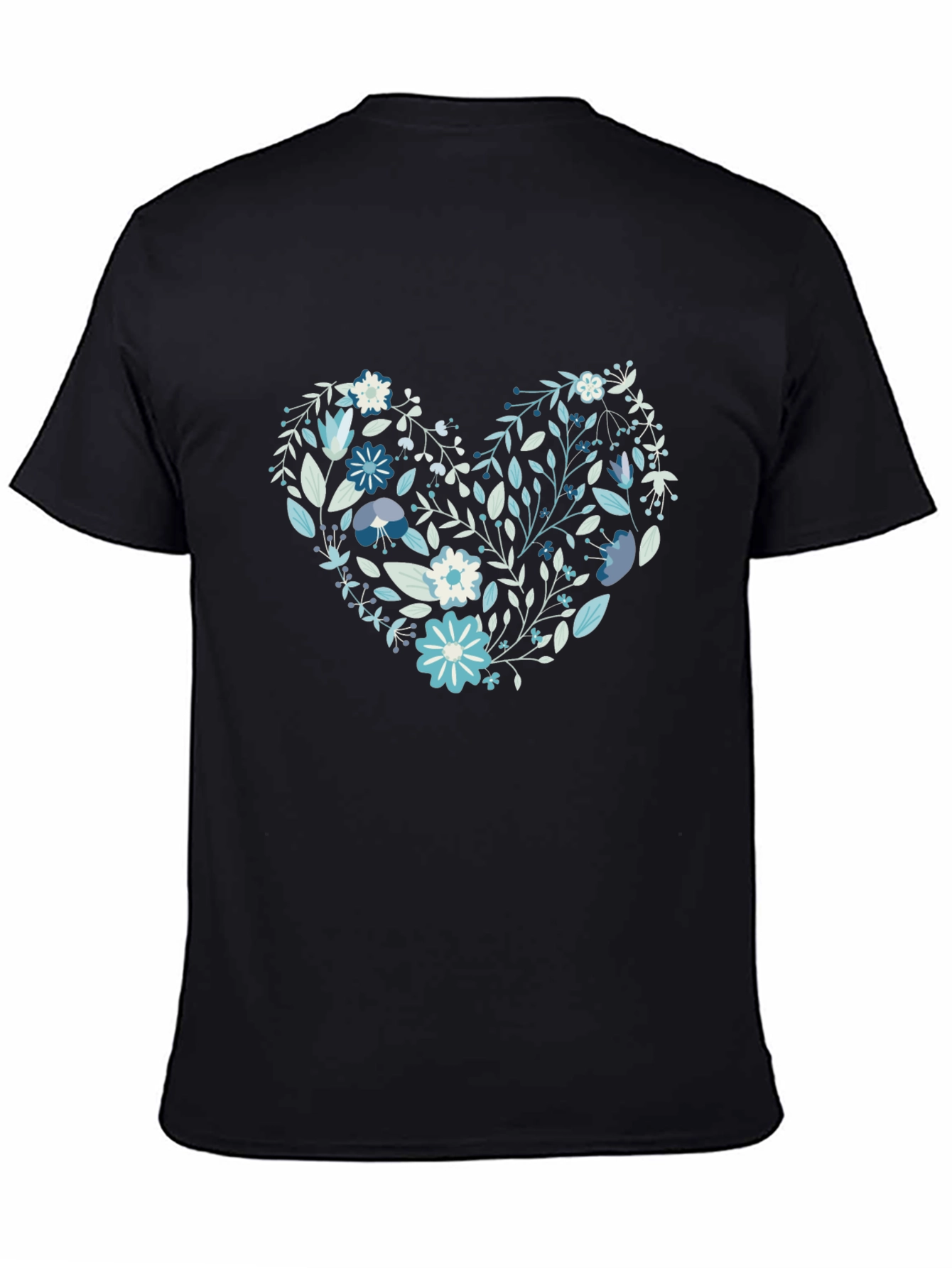 Floral Heart Tee - Black Graphic T-Shirt