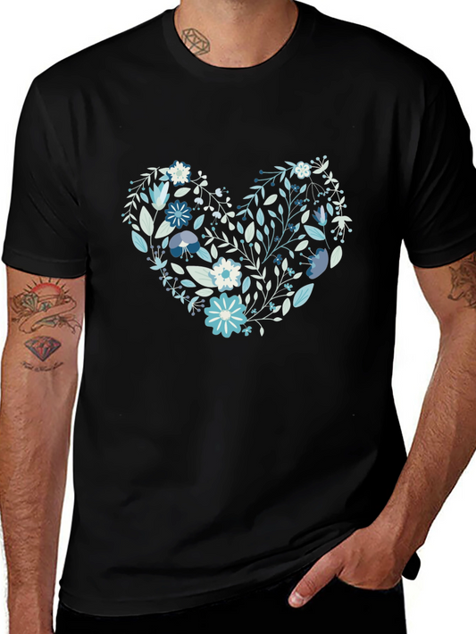 Floral Heart Tee - Black Graphic T-Shirt